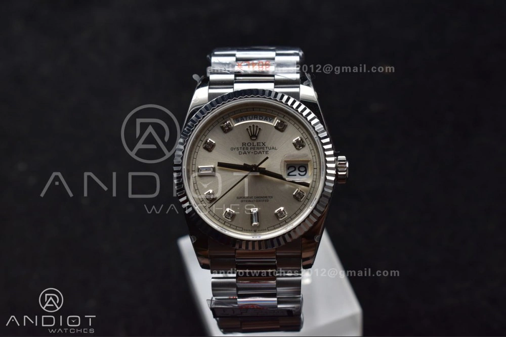 Breathable DayDate 36 SS QF Best Edition 904L Steel Silver Diamond Dial on President Bracelet vr3255 V5 (Gain Weight) 690