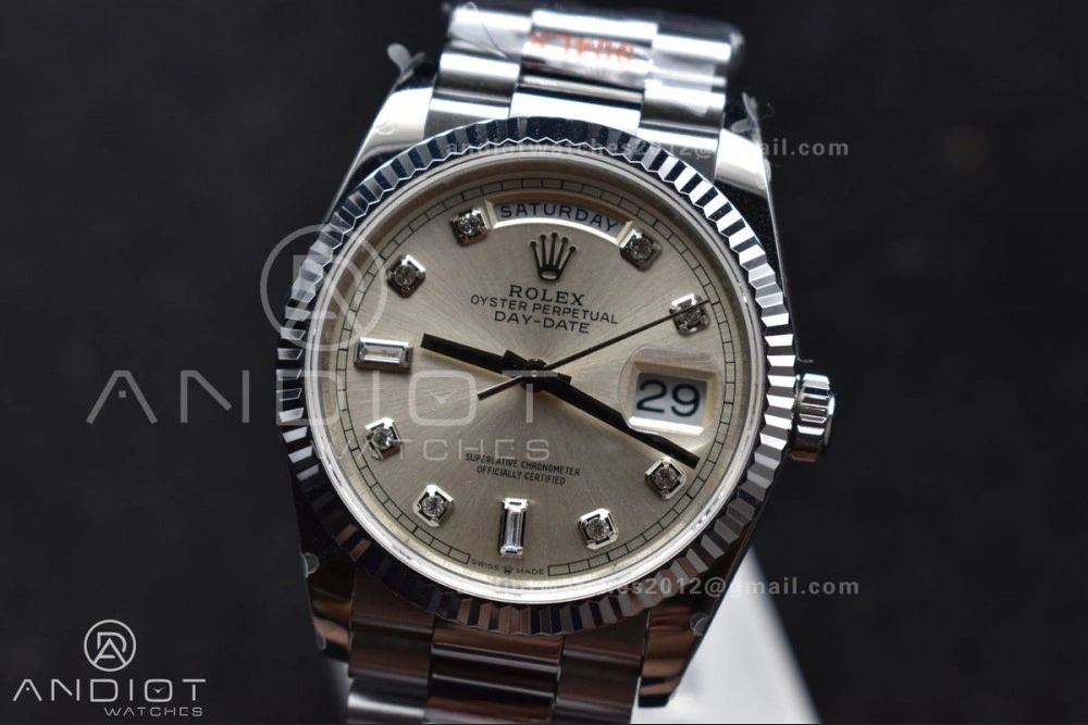 Breathable DayDate 36 SS QF Best Edition 904L Steel Silver Diamond Dial on President Bracelet vr3255 V5 (Gain Weight) 690