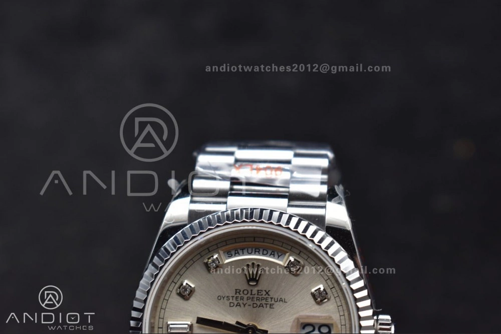 Breathable DayDate 36 SS QF Best Edition 904L Steel Silver Diamond Dial on President Bracelet vr3255 V5 (Gain Weight) 690