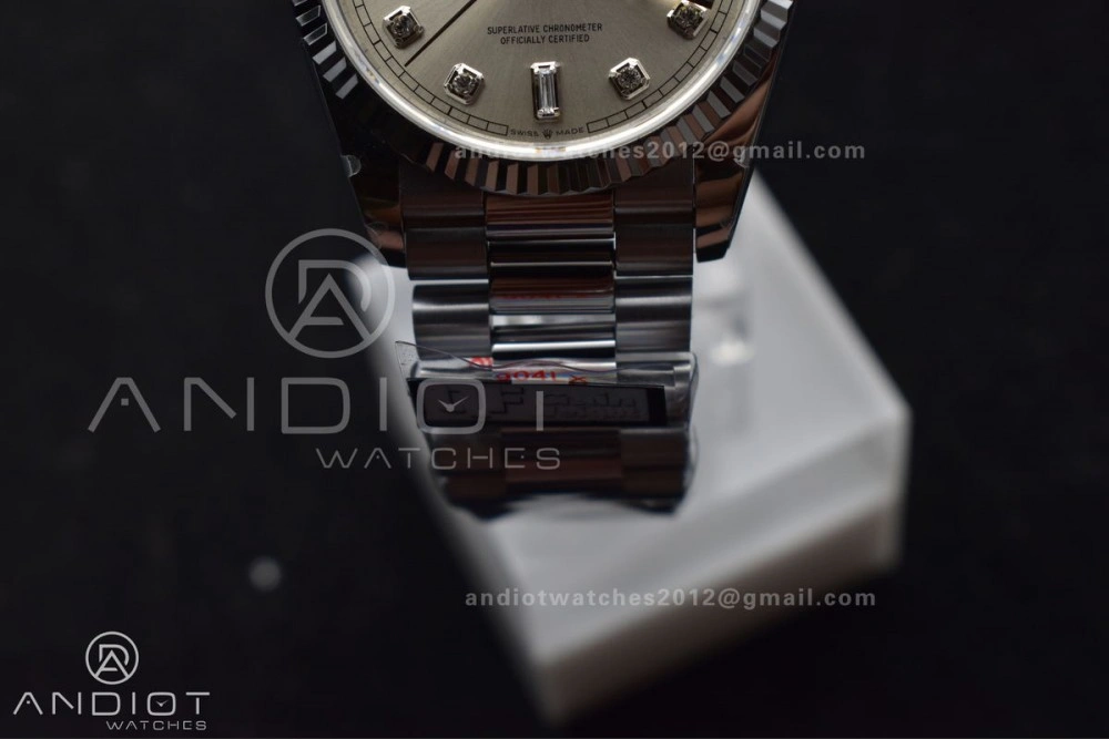 Breathable DayDate 36 SS QF Best Edition 904L Steel Silver Diamond Dial on President Bracelet vr3255 V5 (Gain Weight) 690