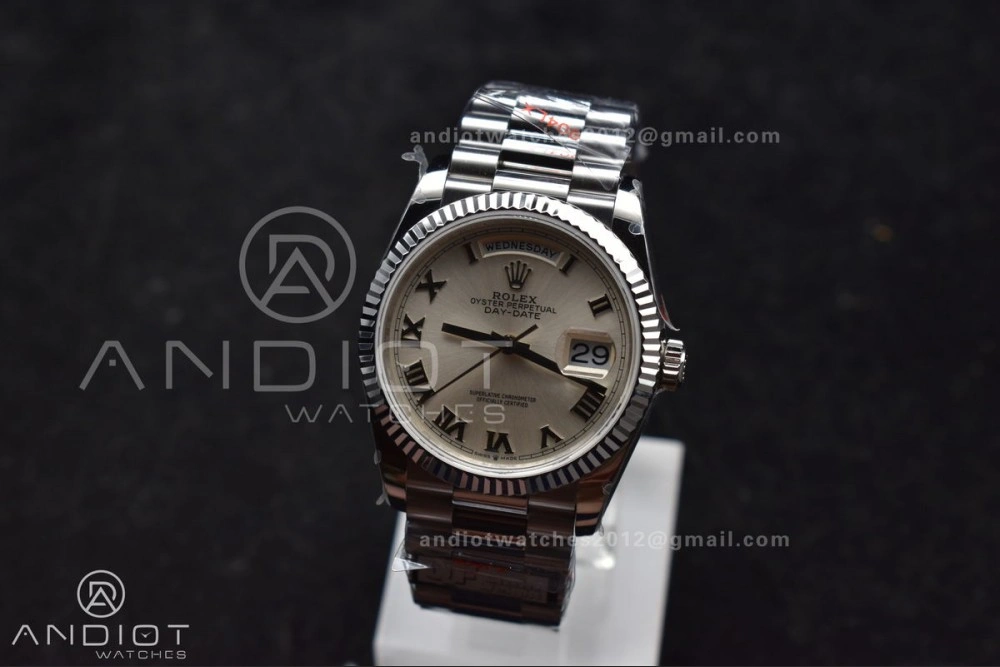 DayDate 36 SS QF Best Edition 904L Steel White Dial Roman Stick on President Bracelet vr3255 V5 (Gain Weight) Unisex 688