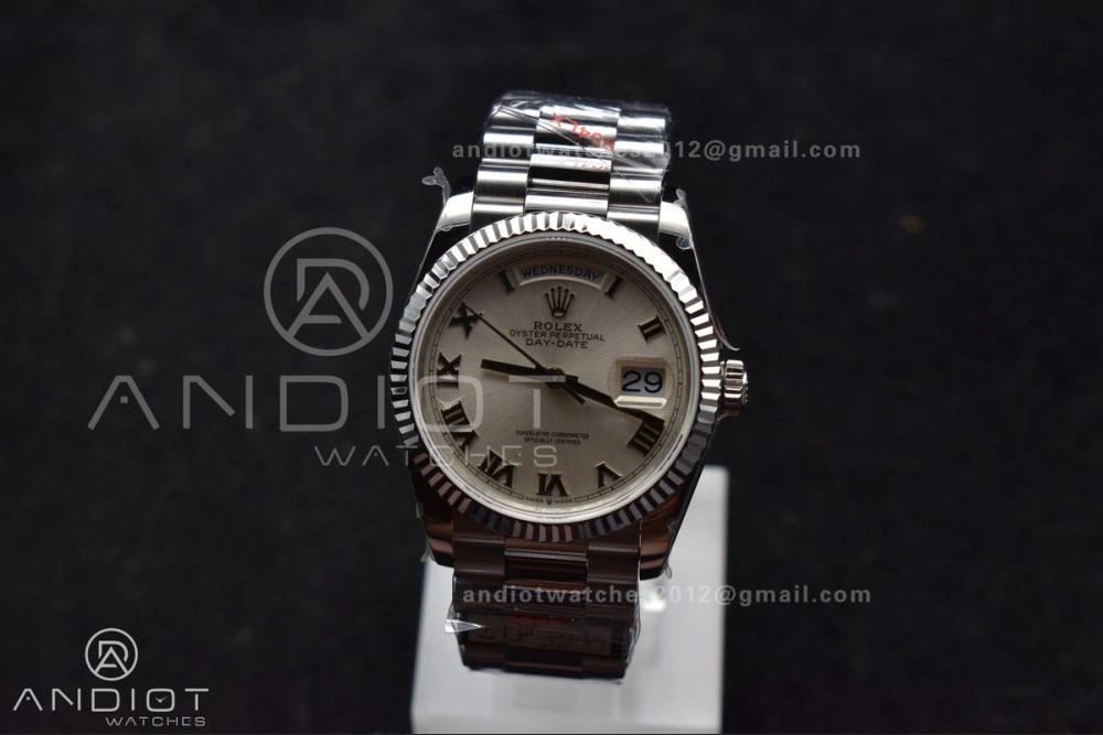 DayDate 36 SS QF Best Edition 904L Steel White Dial Roman Stick on President Bracelet vr3255 V5 (Gain Weight) Unisex 688