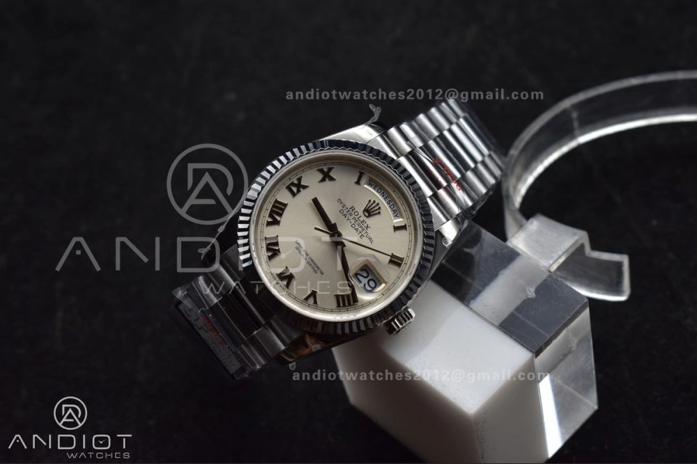 DayDate 36 SS QF Best Edition 904L Steel White Dial Roman Stick on President Bracelet vr3255 V5 (Gain Weight) Unisex 688
