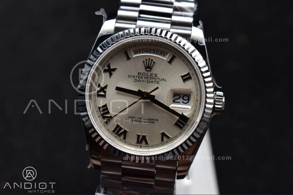 DayDate 36 SS QF Best Edition 904L Steel White Dial Roman Stick on President Bracelet vr3255 V5 (Gain Weight) Unisex 688