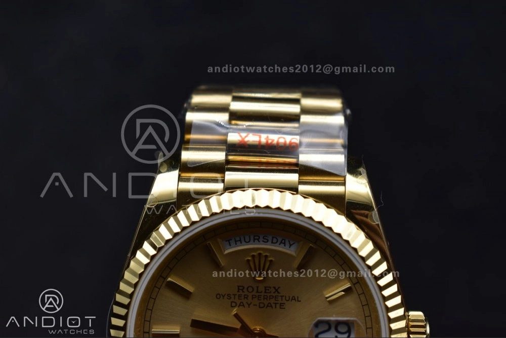 DayDate 36 YG QF Best Edition 904L Steel Gold Dial on President Bracelet vr3255 V5 (Gain Weight) Seasonal 696