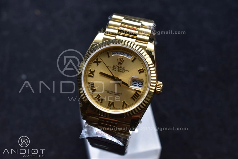 Colorful DayDate 36 YG QF Best Edition 904L Steel Gold Dial with Roman Mark on President Bracelet vr3255 V5 (Gain Weight) 691