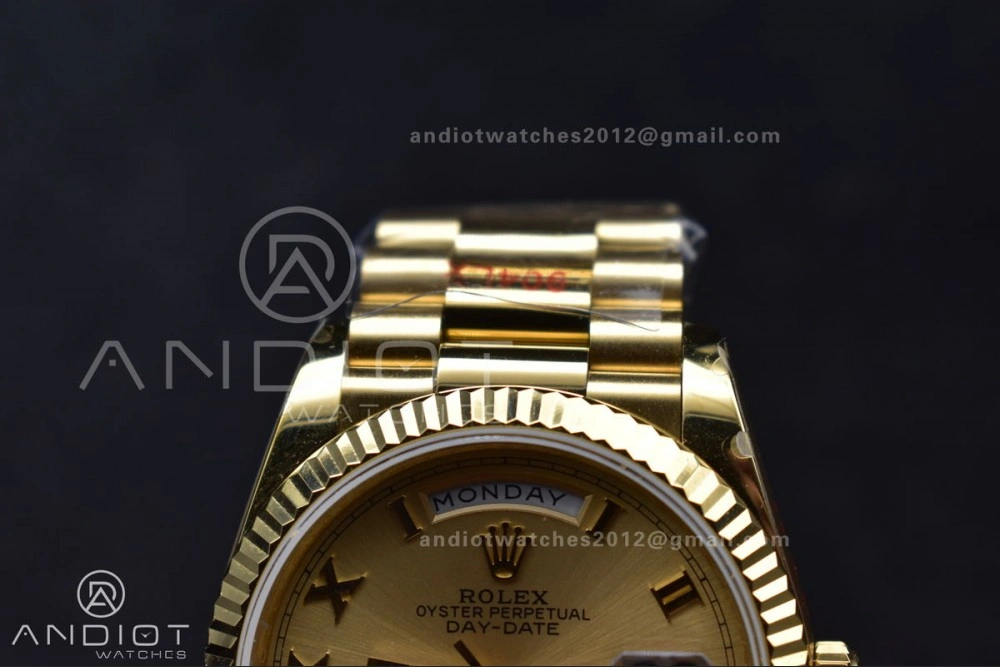 Colorful DayDate 36 YG QF Best Edition 904L Steel Gold Dial with Roman Mark on President Bracelet vr3255 V5 (Gain Weight) 691
