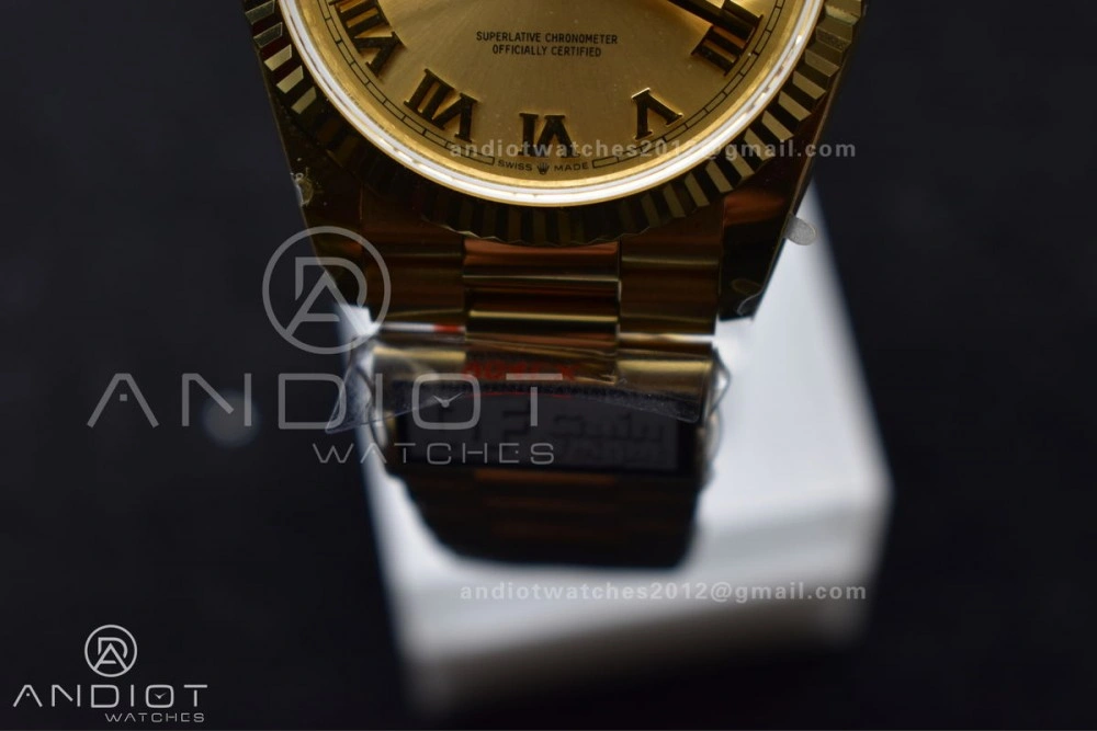 Colorful DayDate 36 YG QF Best Edition 904L Steel Gold Dial with Roman Mark on President Bracelet vr3255 V5 (Gain Weight) 691