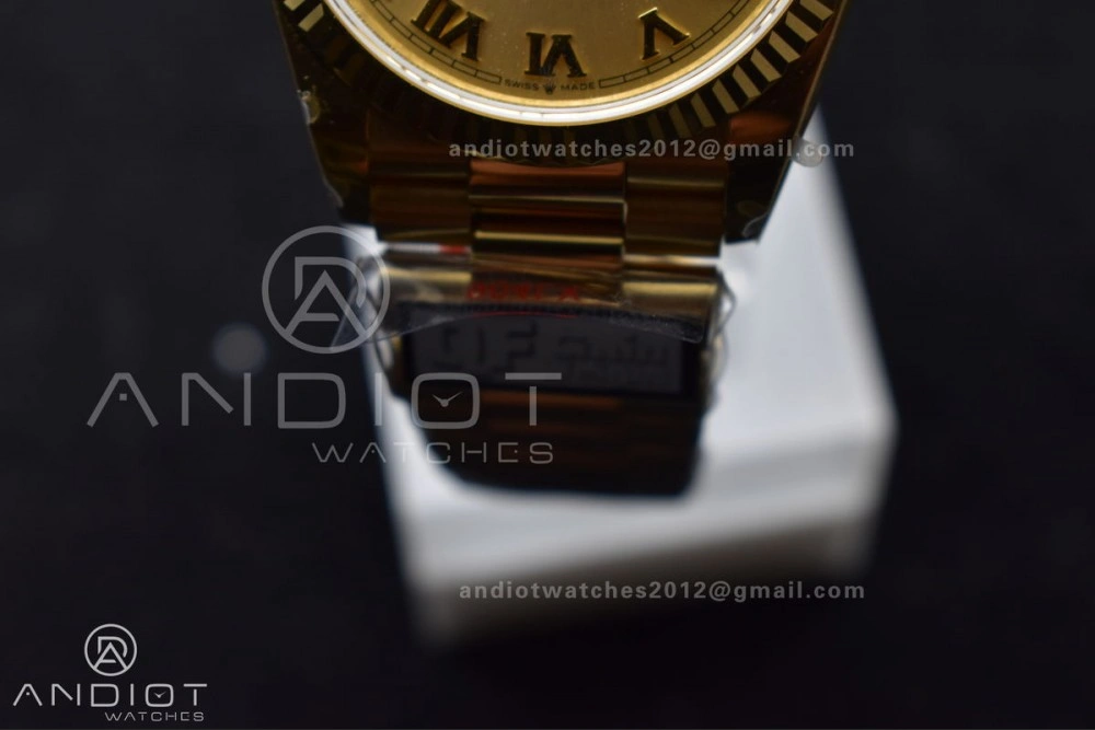 Colorful DayDate 36 YG QF Best Edition 904L Steel Gold Dial with Roman Mark on President Bracelet vr3255 V5 (Gain Weight) 691