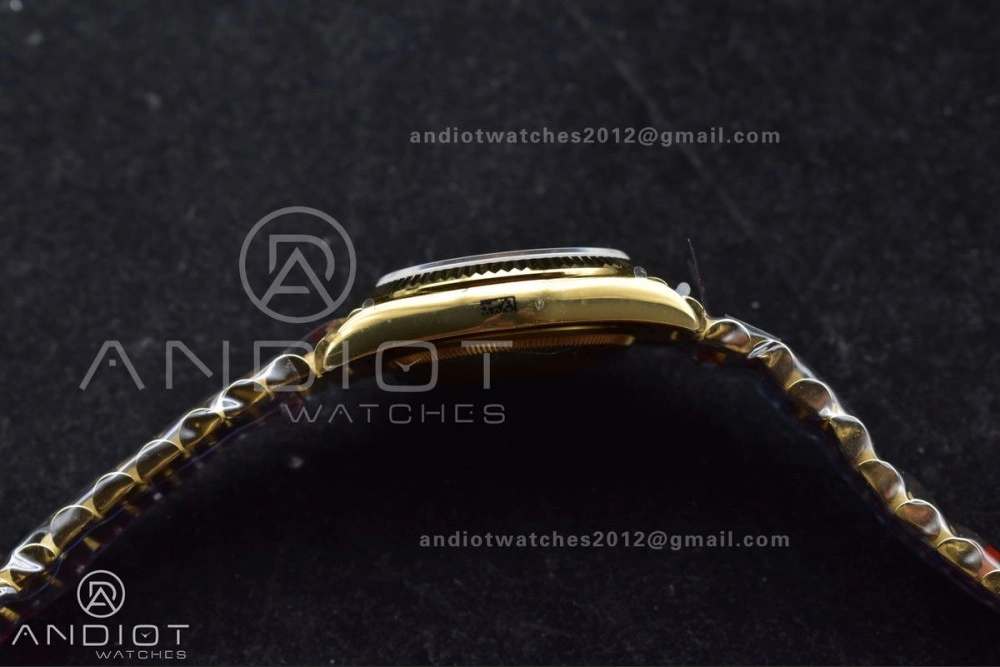 NewStyle DayDate 36 YG QF Best Edition 904L Steel Green Dial with Stick Diamond on President Bracelet vr3255 V5 (Gain Weight) 697