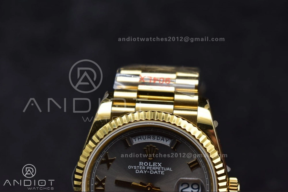 SportInspired DayDate 36 YG QF Best Edition 904L Steel Grey Dial with Roman Marker on President Bracelet vr3255 V5 (Gain Weight) 700
