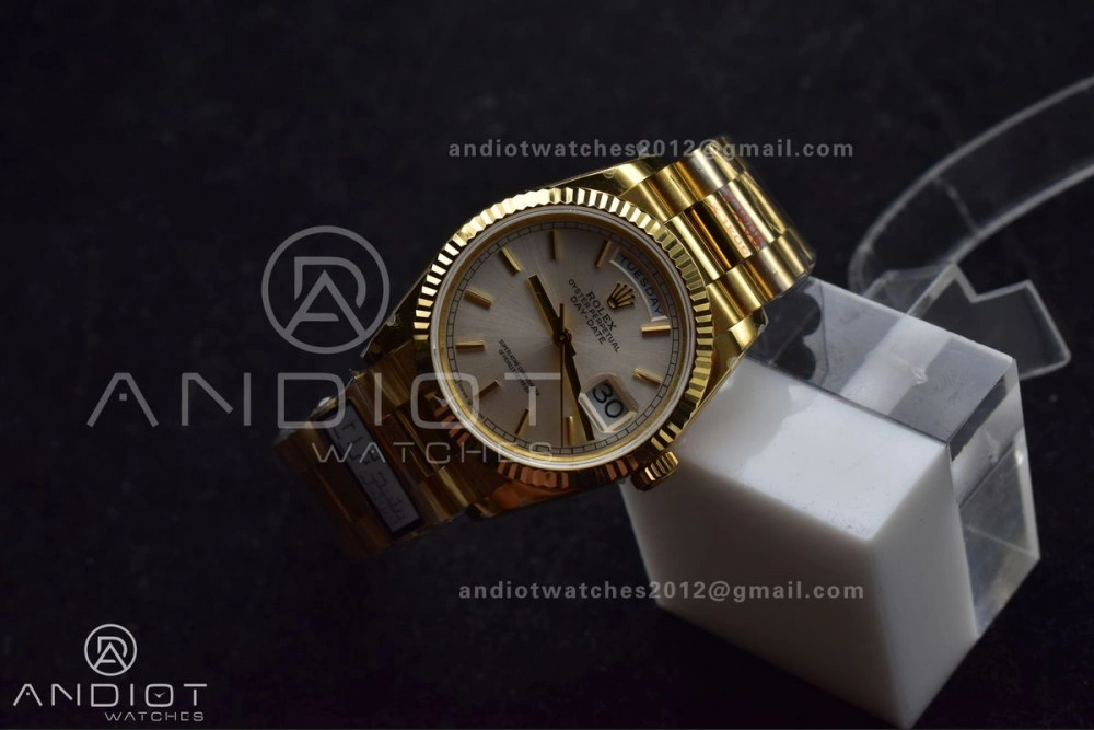 Practical DayDate 36 YG QF Best Edition 904L Steel Silver Dial on President Bracelet vr3255 V5 (Gain Weight) 693