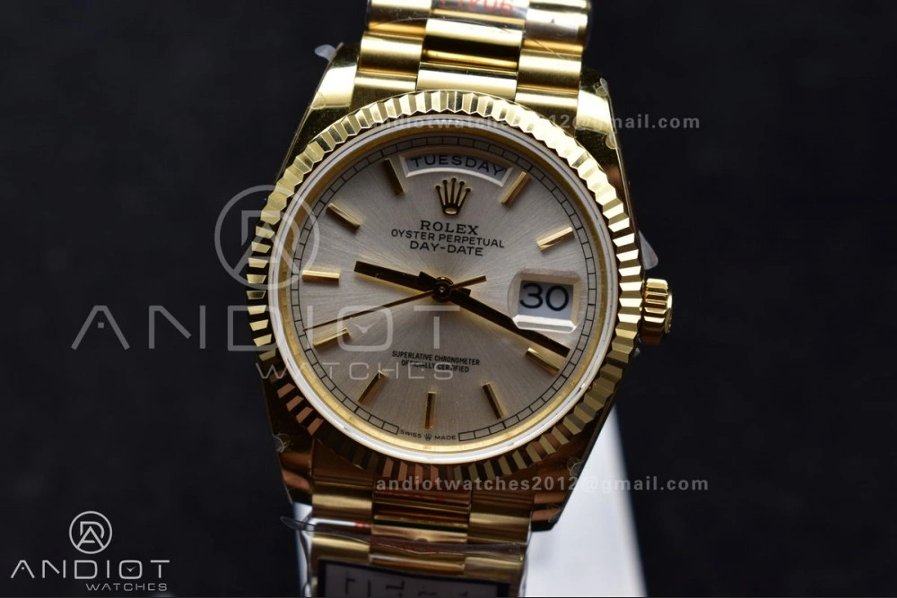 Practical DayDate 36 YG QF Best Edition 904L Steel Silver Dial on President Bracelet vr3255 V5 (Gain Weight) 693