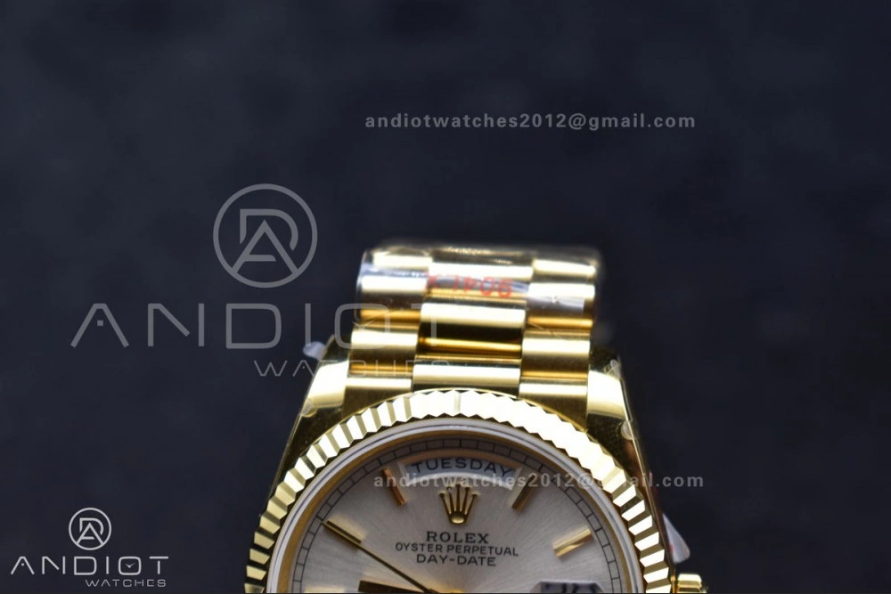 Practical DayDate 36 YG QF Best Edition 904L Steel Silver Dial on President Bracelet vr3255 V5 (Gain Weight) 693