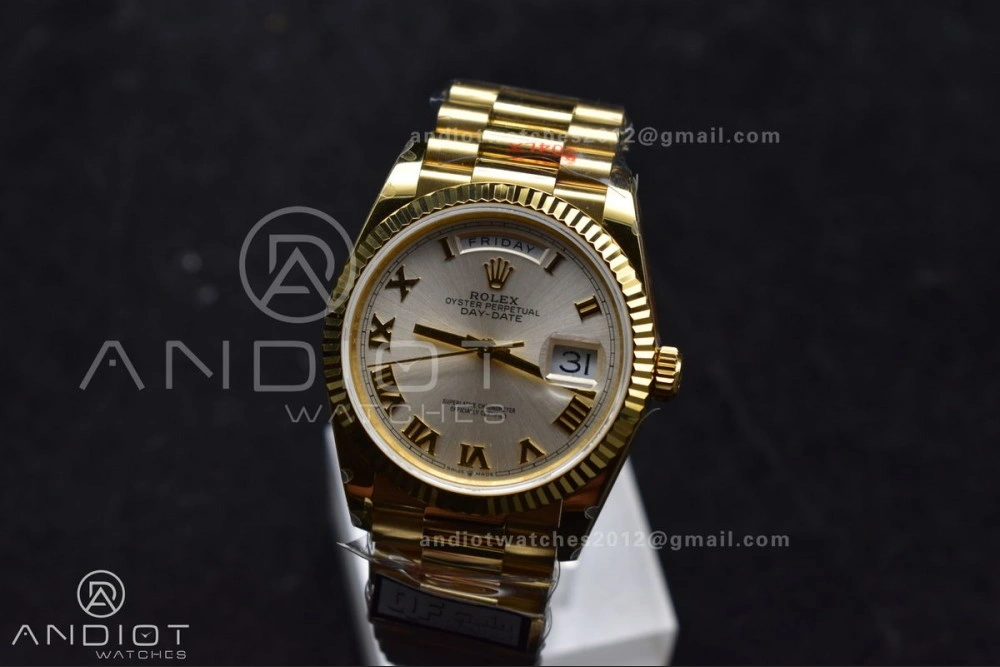 Durable DayDate 36 YG QF Best Edition 904L Steel Silver Dial with Roman Markers on President Bracelet vr3255 V5 (Gain Weight) 699