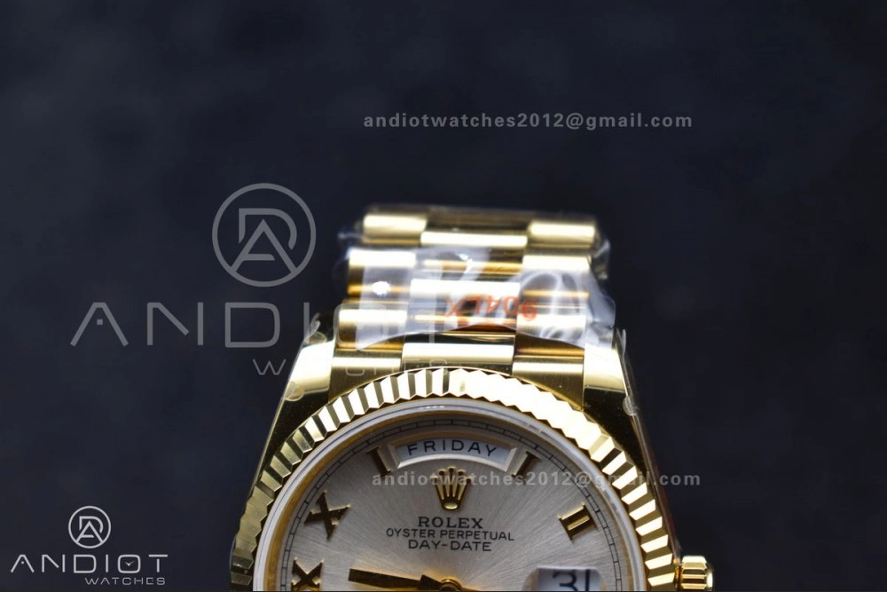 Durable DayDate 36 YG QF Best Edition 904L Steel Silver Dial with Roman Markers on President Bracelet vr3255 V5 (Gain Weight) 699