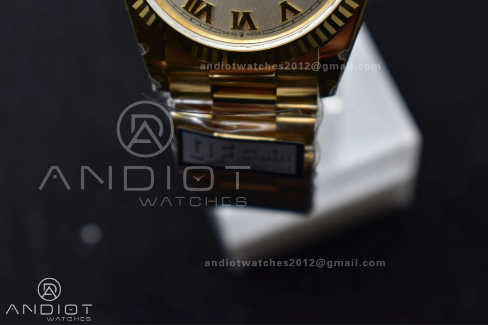 Durable DayDate 36 YG QF Best Edition 904L Steel Silver Dial with Roman Markers on President Bracelet vr3255 V5 (Gain Weight) 699