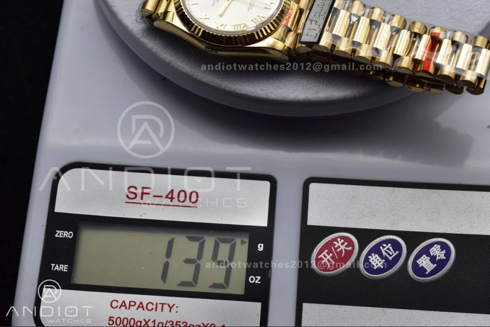 Durable DayDate 36 YG QF Best Edition 904L Steel Silver Dial with Roman Markers on President Bracelet vr3255 V5 (Gain Weight) 699