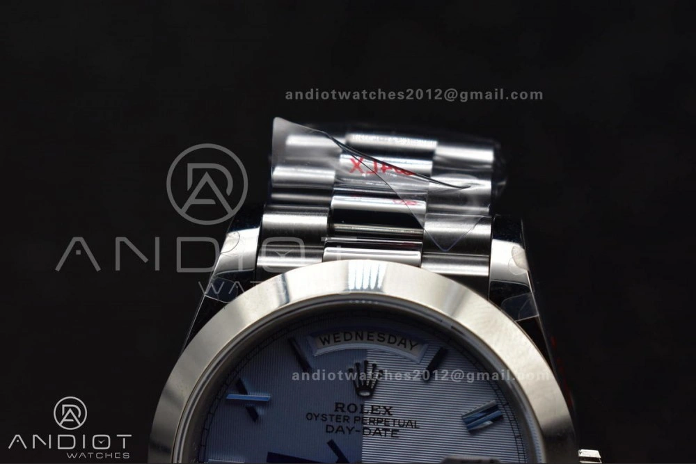 DayDate 40 GMF Tungsten Weighted 904L Steel Blue Dial Roman Markers On President Bracelet A3255 V Trendsetting 703