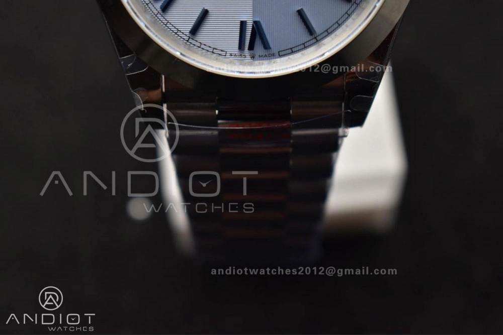DayDate 40 GMF Tungsten Weighted 904L Steel Blue Dial Roman Markers On President Bracelet A3255 V Trendsetting 703