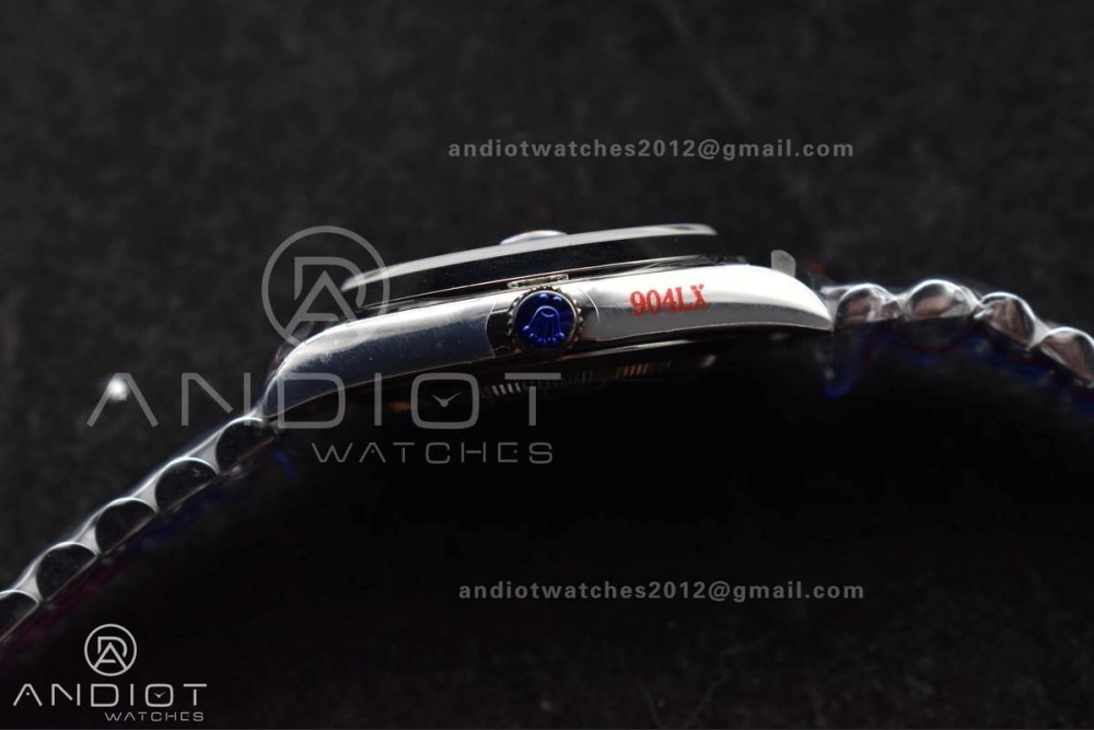 DayDate 40 GMF Tungsten Weighted 904L Steel Blue Dial Roman Markers On President Bracelet A3255 V Trendsetting 703