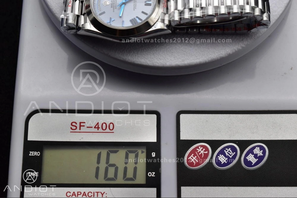 DayDate 40 GMF Tungsten Weighted 904L Steel Blue Dial Roman Markers On President Bracelet A3255 V Trendsetting 703