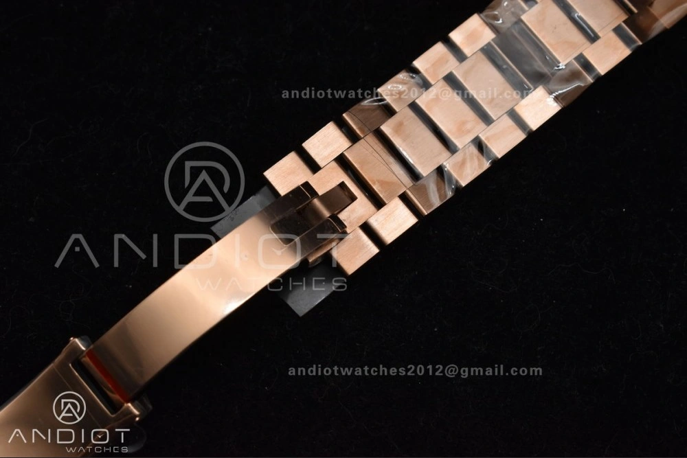 Bright DayDate 40 RG GMF 904L Steel Meteorite Dial Crystal Markers On President Bracelet A 706