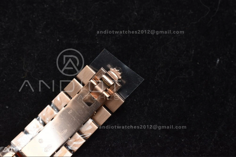 Bright DayDate 40 RG GMF 904L Steel Meteorite Dial Crystal Markers On President Bracelet A 706