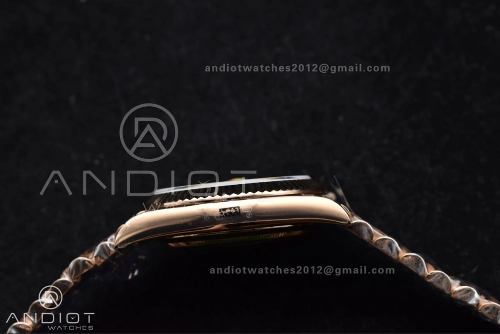Bright DayDate 40 RG GMF 904L Steel Meteorite Dial Crystal Markers On President Bracelet A 706