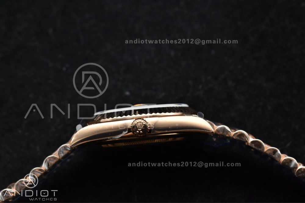 Bright DayDate 40 RG GMF 904L Steel Meteorite Dial Crystal Markers On President Bracelet A 706