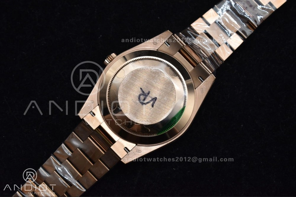 Bright DayDate 40 RG GMF 904L Steel Meteorite Dial Crystal Markers On President Bracelet A 706