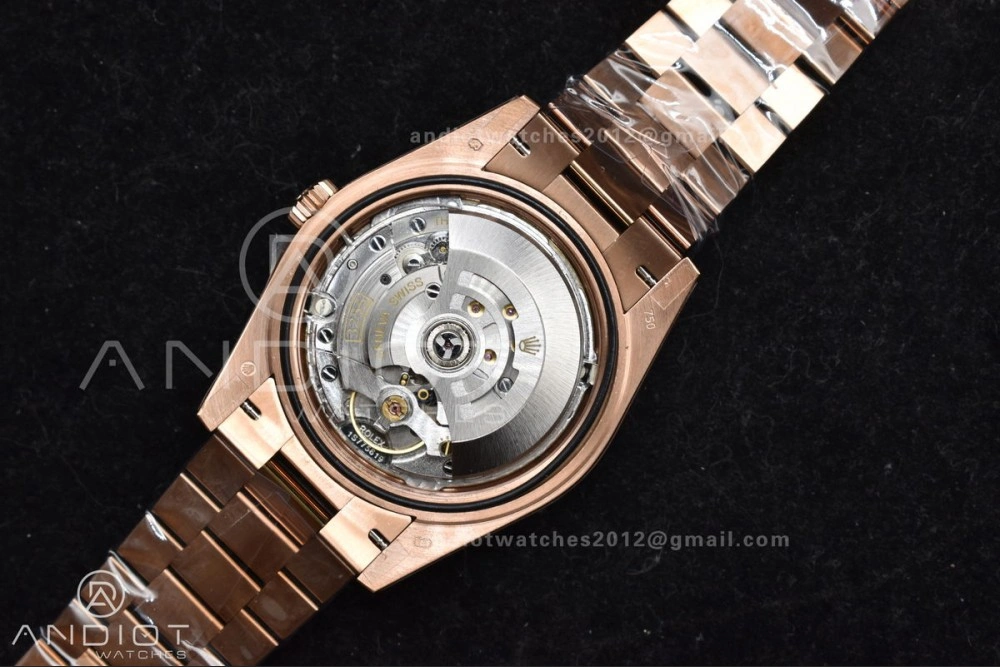 Bright DayDate 40 RG GMF 904L Steel Meteorite Dial Crystal Markers On President Bracelet A 706