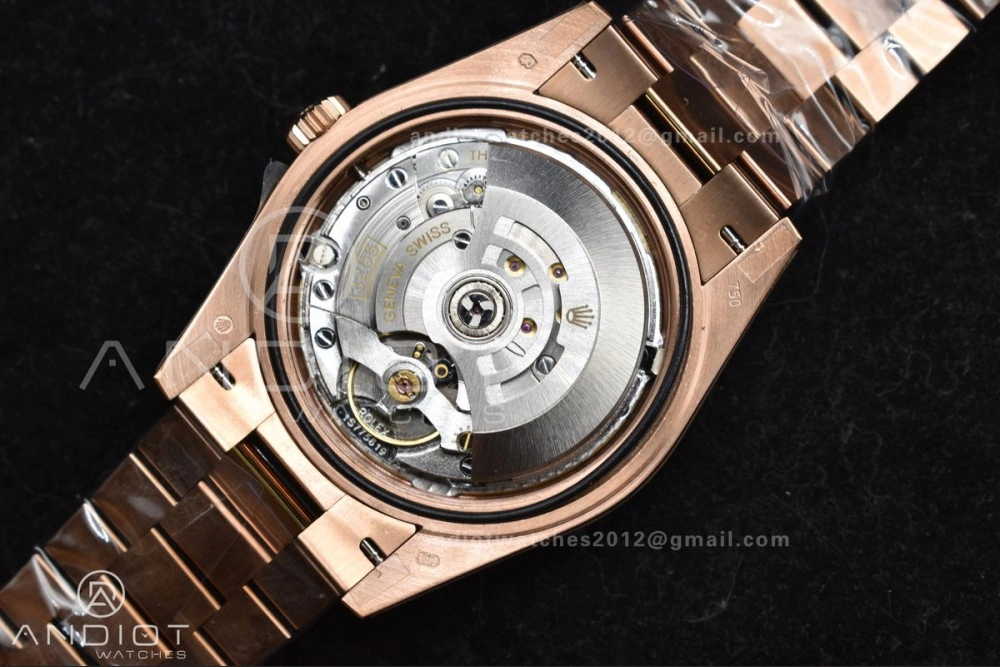 Bright DayDate 40 RG GMF 904L Steel Meteorite Dial Crystal Markers On President Bracelet A 706