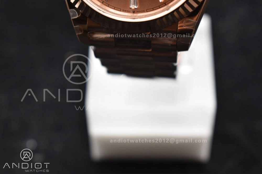 Durable DayDate 40 RG GMF Plated 904L Steel RG Dial Crystal Markers On President Bracelet A2836 V 705