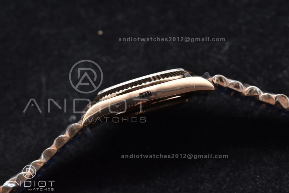 Durable DayDate 40 RG GMF Plated 904L Steel RG Dial Crystal Markers On President Bracelet A2836 V 705