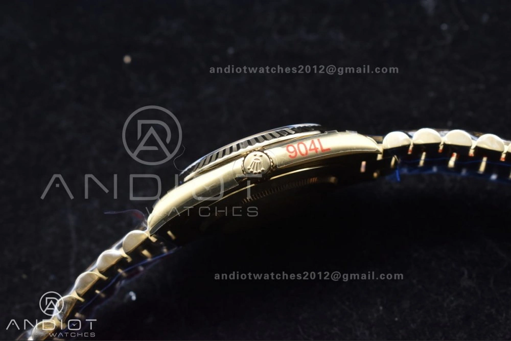 Original DayDate 40 RG GMF Tungsten Weighted 904L Steel Black Dial with Crystal Markers On President Bracelet A2836 V 701