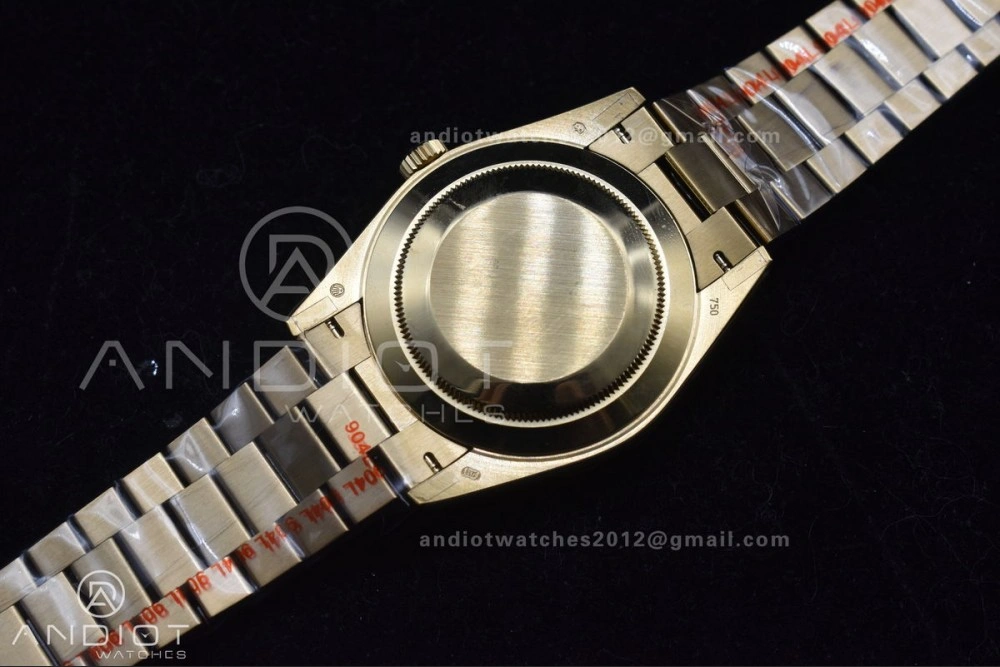 Original DayDate 40 RG GMF Tungsten Weighted 904L Steel Black Dial with Crystal Markers On President Bracelet A2836 V 701
