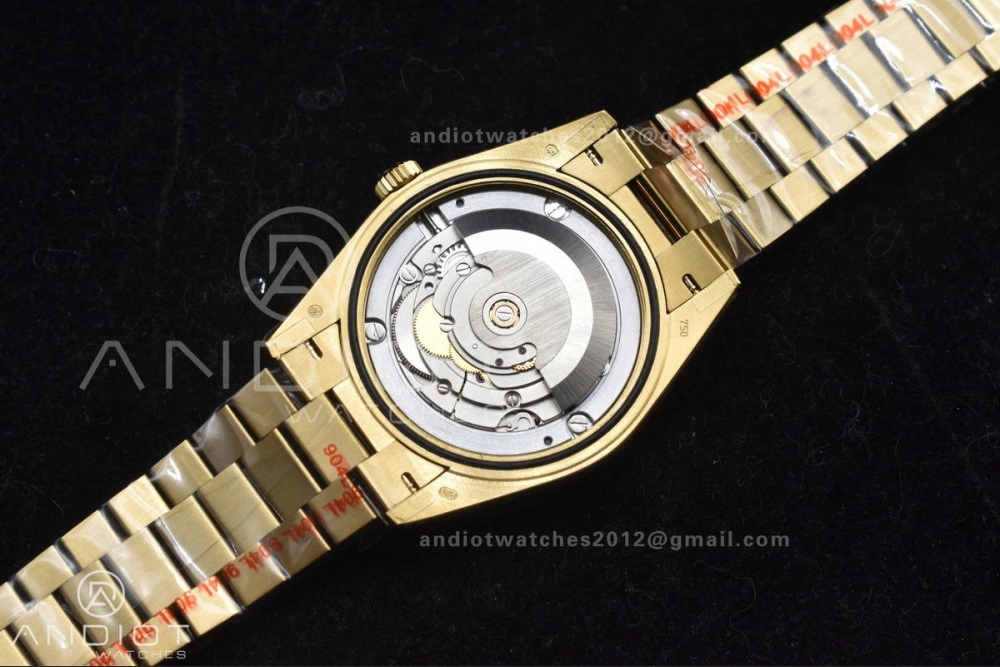 Original DayDate 40 RG GMF Tungsten Weighted 904L Steel Black Dial with Crystal Markers On President Bracelet A2836 V 701