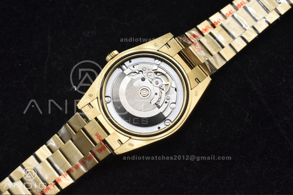 Original DayDate 40 RG GMF Tungsten Weighted 904L Steel Black Dial with Crystal Markers On President Bracelet A2836 V 701