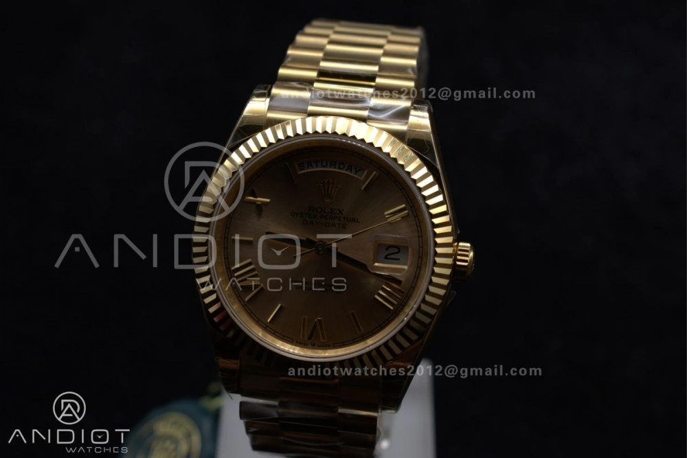 OnTrend DayDate 40 RG GSF Gain Weight Gold Roman Dial on President Bracelet A 390