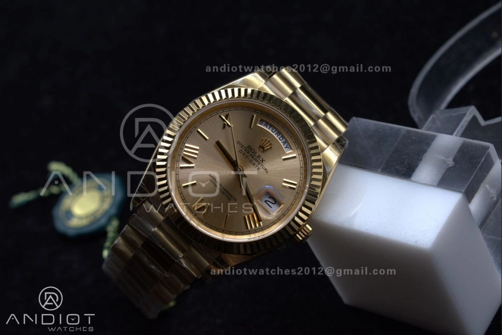 OnTrend DayDate 40 RG GSF Gain Weight Gold Roman Dial on President Bracelet A 390