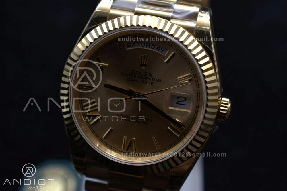 OnTrend DayDate 40 RG GSF Gain Weight Gold Roman Dial on President Bracelet A 390