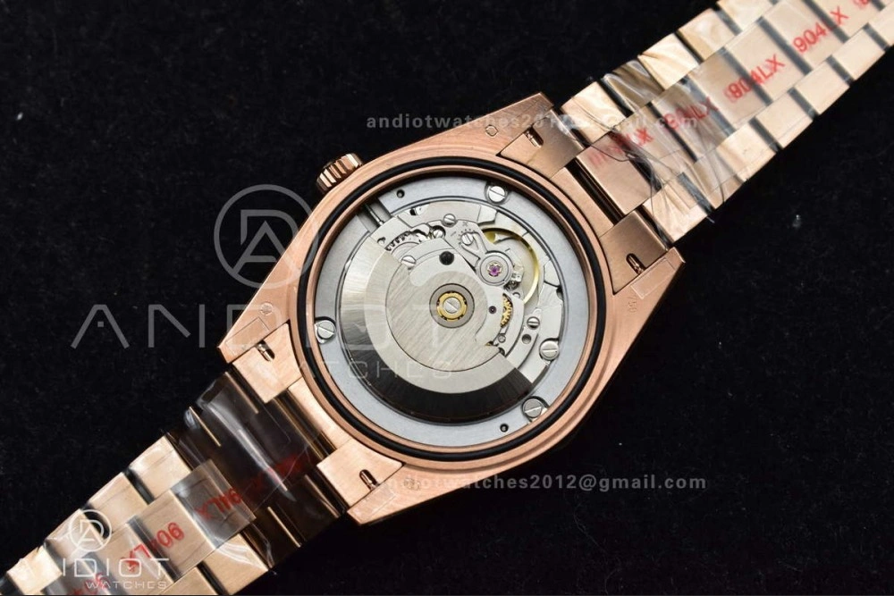 WellDesigned DayDate 40 RG JDF 904L Steel Meteorite Dial Crystal Markers On President Bracelet A 708