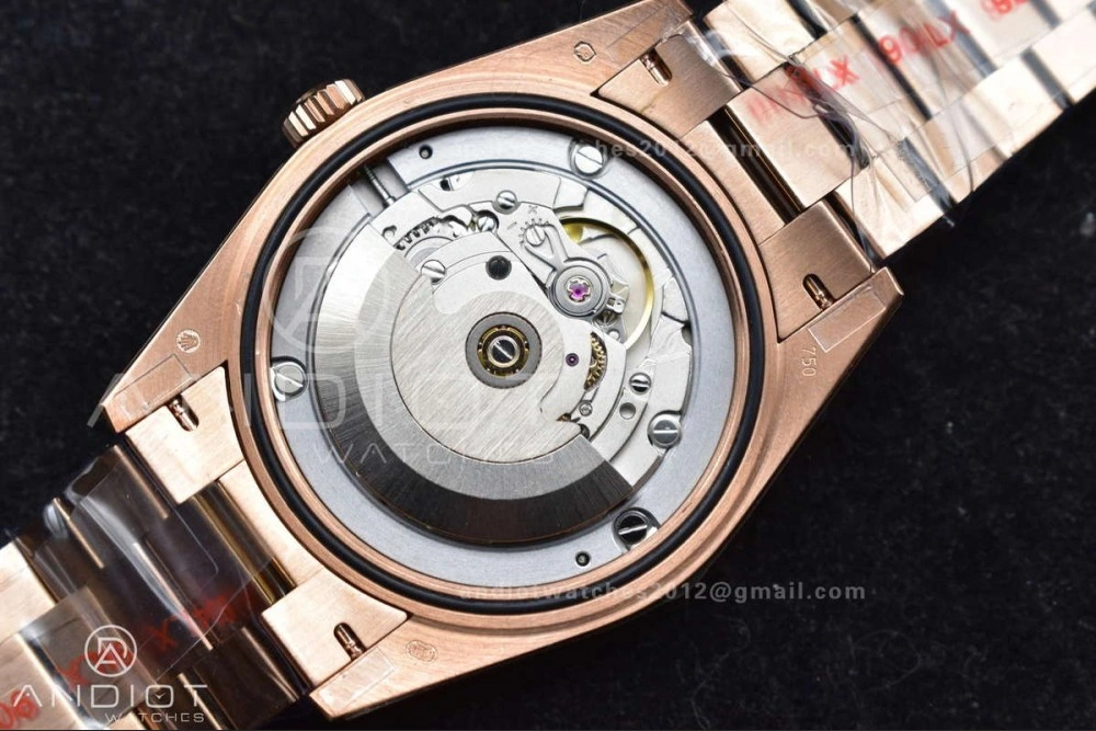 WellDesigned DayDate 40 RG JDF 904L Steel Meteorite Dial Crystal Markers On President Bracelet A 708