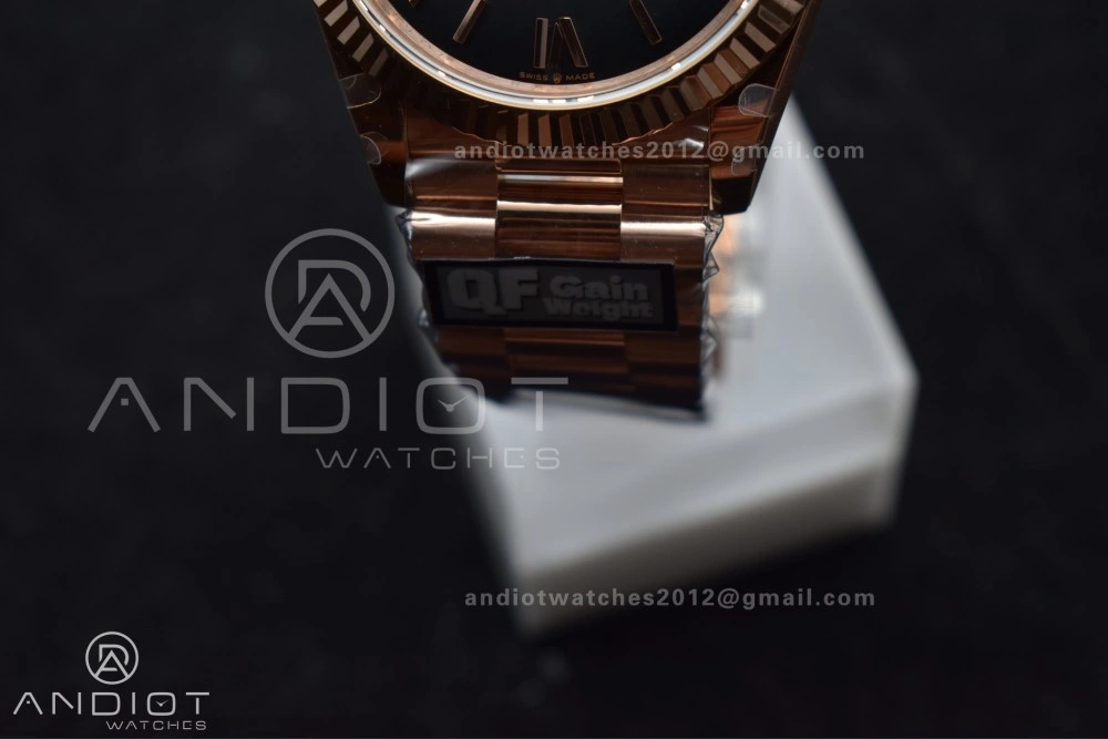 Soft DayDate 40 RG QF Best Edition 904L Steel Slate Ombre Dial on President Bracelet A2836 V4 (Gain Weight) 711