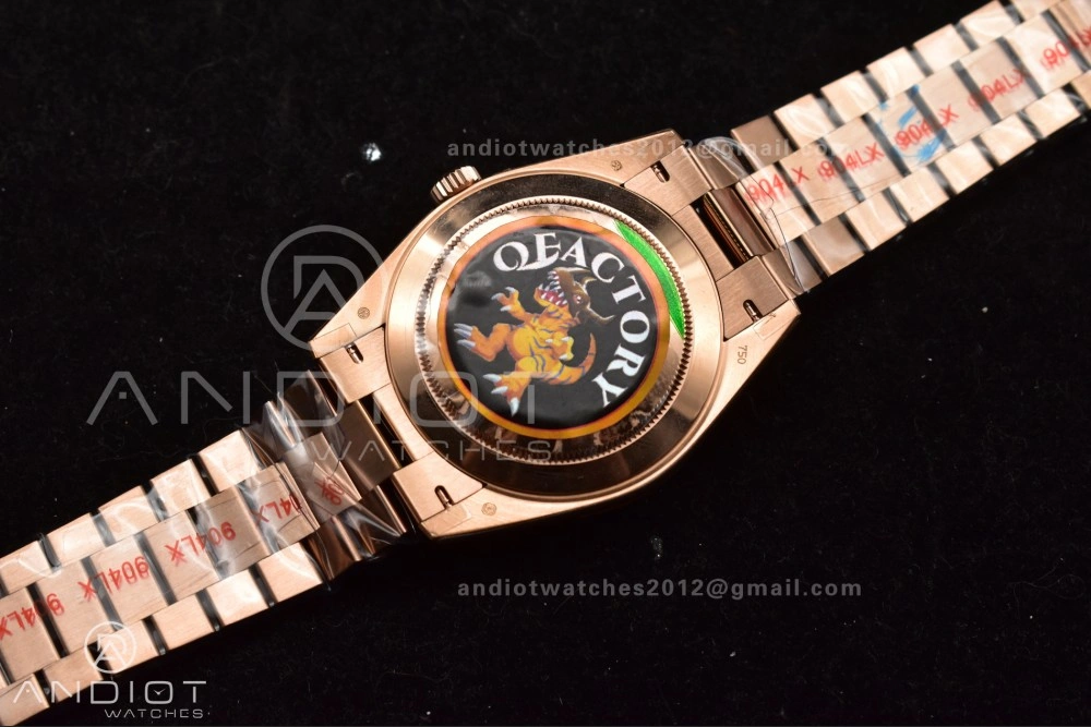Soft DayDate 40 RG QF Best Edition 904L Steel Slate Ombre Dial on President Bracelet A2836 V4 (Gain Weight) 711