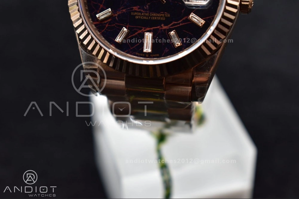 DayDate 40 RG TWF 316L Steel Meteorite Dial Crystal Markers on President Bracelet A SmartChoice 402