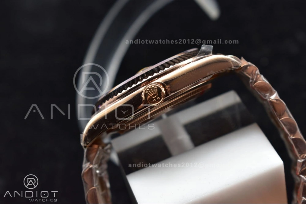 DayDate 40 RG TWF 316L Steel Meteorite Dial Crystal Markers on President Bracelet A SmartChoice 402