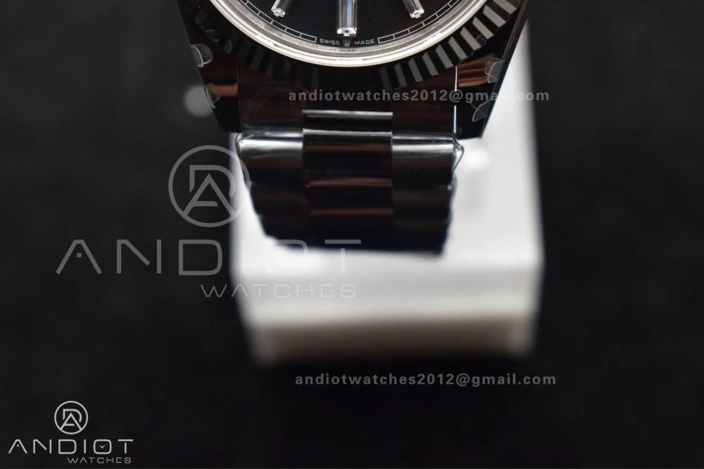 Chic DayDate 40 SS GMF 904L Steel Black Crystal Dial on President Bracelet A2836 V3 (Gain Weight) 713