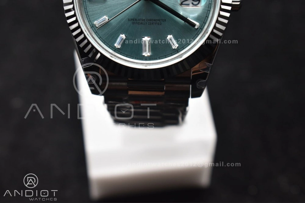 DayDate 40 SS GMF 904L Steel Ice Blue Stick Dial On President Bracelet A3255 V Stretchable 714